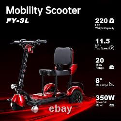 3-Wheel Mobility Scooter Power Wheel chair Electric Device Compact for Travel US