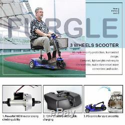 3 Wheels Mobility Scooter Electric Powered Wheelchair Device Travel, Blue