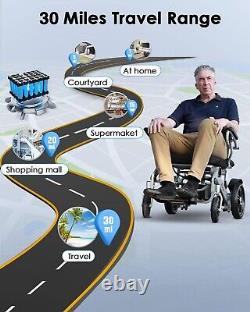 30 Miles Long Travel Range, Electric Wheelchair for Adults Airline Approved