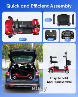 4-Wheel Electric Mobility Scooter for Seniors, Portable, Collapsible and Travel