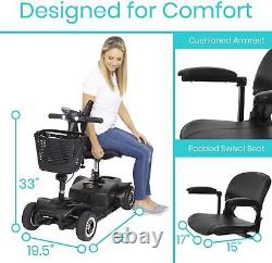4-Wheel Electric Powered Wheelchair, Mobility Scooter Compact Heavy-Duty, Black