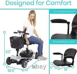 4 Wheel Electric Powered Wheelchair, Mobility Scooter Compact Heavy-Duty, Silver