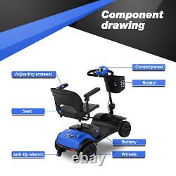4 Wheel Folding Wheelchair Mobility Scooter Electric Powered Travel Elder 4.9MPH