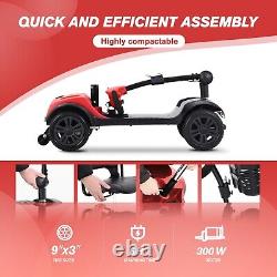 4 Wheel Mobility Scooter Powered Wheelchair Electric Device Compact Scooter Red