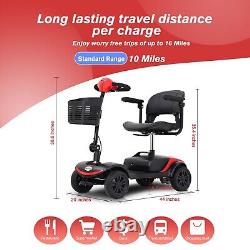 4 Wheel Mobility Scooter Powered Wheelchair Electric Device Compact Travel Red