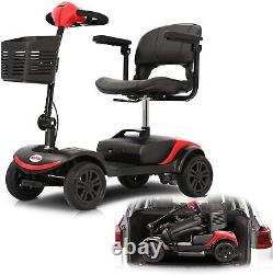 4 Wheel Mobility Scooter Powered Wheelchair Electric Device Compact Travel Red