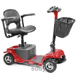 4 Wheels Electric Mobility Scooter Folding Powered Wheelchair 180W Motor, Red