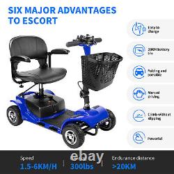 4 Wheels Folding Mobility Scooter Power Wheel Chair Electric Device Adult Travel