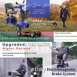 4 Wheels Mobility Scooter Electric Big Space for Overweight Adult With Rear Mirror