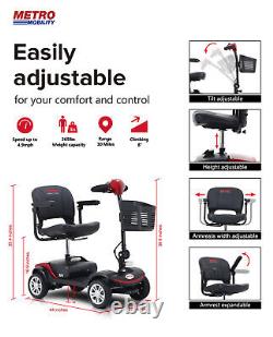 4 Wheels Mobility Scooter Electric Wheel chair Device Compact for Travel W3431