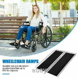 4FT Aluminum Wheelchair Ramp Folding Scooter Medical Mobility Handicap Threshold