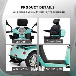 800W 4 Wheel Mobility Scooters 500lbs Reclinable Chair All Terrain Senior Adults