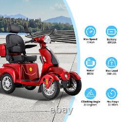 800W Heavy Duty Four Wheel Mobility Scooters for Seniors & Adult 500lbs Capacity