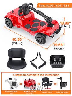 Compact Duty Travel Mobility Scooter, with Dual Battery and Basket, Foldable seat