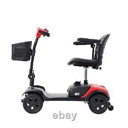 Compact Mobility Scooter, Power Wheel Chair Electric Device Elderly, Frosted Red