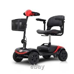 Electric Power Wheelchair Red Lightweight 4 Wheel 5 MPH Ten Mile Battery Range