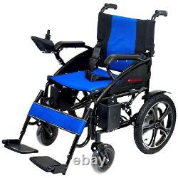 Foldable Lightweight Electric Power Smart Wheelchair Carries 280 lb Blue