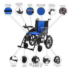 Foldable Lightweight Electric Power Smart Wheelchair Carries 280 lb Blue