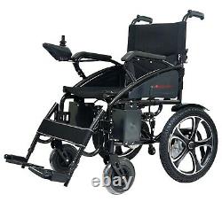 Foldable Lightweight Electric Power Wheelchair, Motorized Long Range Travel Safe
