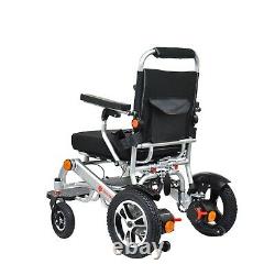 Heavy Duty Electric Battery Mobility Wheelchair, Portable Foldable Silver Frame