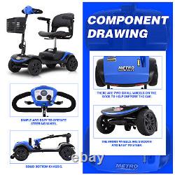 Metro 4 Wheel Mobility Scooter Wheelchair Compact for Travel Run on battery Blue