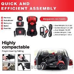 Metro Foldable 4-wheel Mobility Scooter electric Wheelchair Lightweight Red