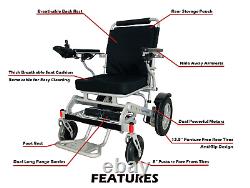 PARS Reclining Lightweight Folding Electric Wheelchair 400lbs Max 500W- 18 miles