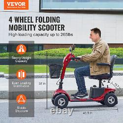 VEVOR Heavy-Duty 4 Wheel Mobility Scooter for Seniors 12 Mile Long Range 265LBS