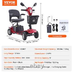 VEVOR Heavy-Duty 4 Wheel Mobility Scooter for Seniors 12 Mile Long Range 265LBS