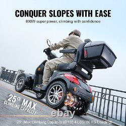 VEVOR Heavy Duty 4-Wheel Mobility Scooters 31 Miles 3-Speed 800W 500lbs Capacity