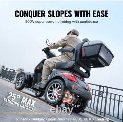 VEVOR Heavy Duty 4-Wheel Mobility Scooters 31 Miles 3-Speed 800W 500lbs Capacity