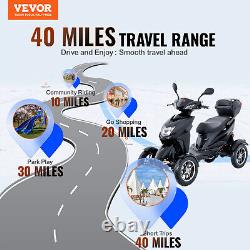 VEVOR Heavy Duty 4-Wheel Mobility Scooters 40 Miles 3-Speed 500W 450lbs Capacity