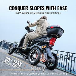 VEVOR Heavy Duty 4-Wheel Mobility Scooters 40 Miles 3-Speed 500W 450lbs Capacity