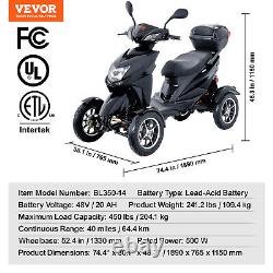 VEVOR Heavy Duty 4-Wheel Mobility Scooters 40 Miles 3-Speed 500W 450lbs Capacity