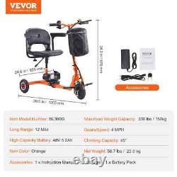 VEVOR Portable 3-Wheel Mobility Scooter for Seniors 12 Mile range Max 330 LBS