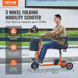 VEVOR Portable 3-Wheel Mobility Scooter for Seniors 12 Mile range Max 330 LBS