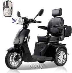 800W 60V 20AH Scooter de Mobilité à Trois Roues Batterie Fauteuil Roulant pour Personnes Âgées Noir