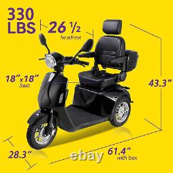 800W 60V 20AH Scooter de Mobilité à Trois Roues Batterie Fauteuil Roulant pour Personnes Âgées Noir