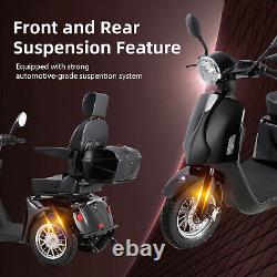 800W 60V 20AH Scooter de Mobilité à Trois Roues Batterie Fauteuil Roulant pour Personnes Âgées Noir