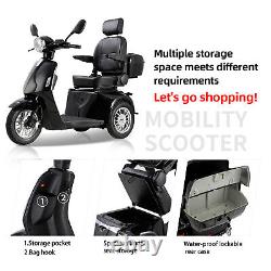 800W 60V 20AH Scooter de Mobilité à Trois Roues Batterie Fauteuil Roulant pour Personnes Âgées Noir