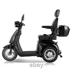 800W 60V 20AH Scooter de Mobilité à Trois Roues Batterie Fauteuil Roulant pour Personnes Âgées Noir