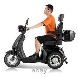 800W 60V 20AH Scooter de Mobilité à Trois Roues Batterie Fauteuil Roulant pour Personnes Âgées Noir