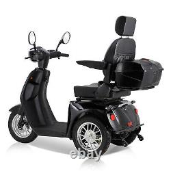 800W 60V 20AH Scooter de Mobilité à Trois Roues Batterie Fauteuil Roulant pour Personnes Âgées Noir