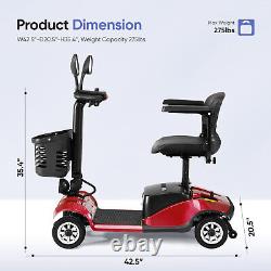 FDA Scooter de mobilité à 4 roues Fauteuil roulant électrique pour adultes âgés avec protection contre les pentes