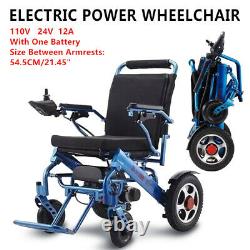 Fauteuil Roulant Électrique, Portable Motorisé Foldable Power Wheelchair Scooter Bleu