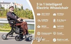 Fauteuil roulant électrique intelligent 3 en 1 et déambulateur léger avec siège