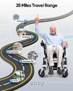 Fauteuil roulant électrique intelligent, léger et pliable tout-terrain avec une autonomie de 25 miles.