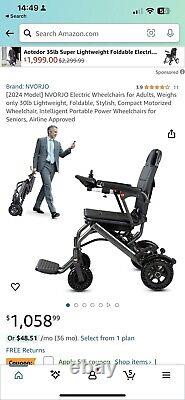 Fauteuil roulant électrique ultra léger de 35lbs pour personnes âgées, scooter pliable de voyage