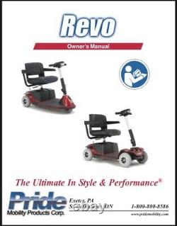 Pride Revo 3-wheel Mobility Scooter Excellent Ordre De Travail! Limite De Poids De 300 Lb
