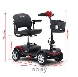 Scooter De Mobilité Pliable Portable Compact 4 Roues Pour Personnes Âgées Travel Wheelchair Red